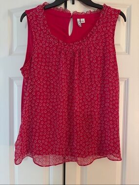 Elle Hot Pink Star-Print Sleeveless Chiffon Camisole